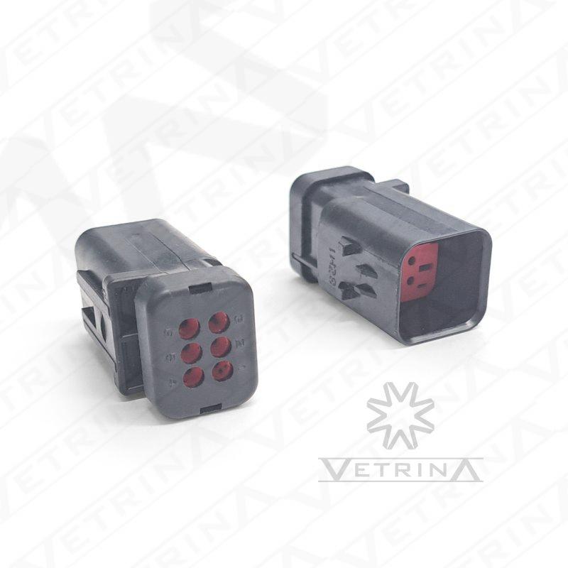 Conector AMPSEAL16 6 vias preto/vermelho