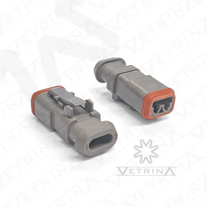 Conector DT 2 vias long cap cinza