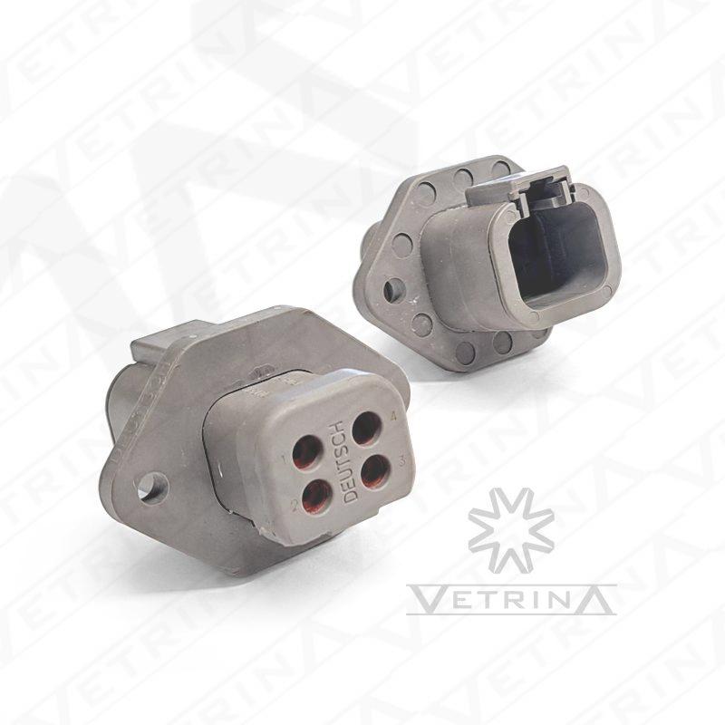 Conector DEUTSCH 4 vias cinza com retentor e flange
