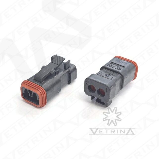 Conector DEUTSCH DT 2 vias preto com retentor