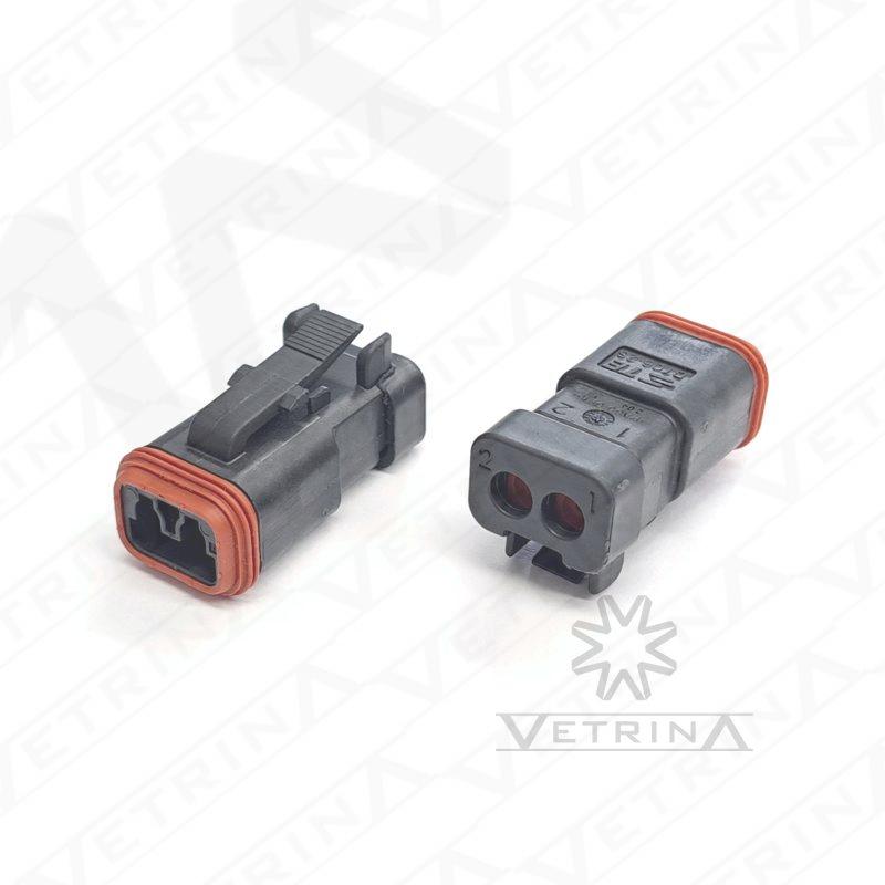 Conector DEUTSCH DT 2 vias preto com retentor