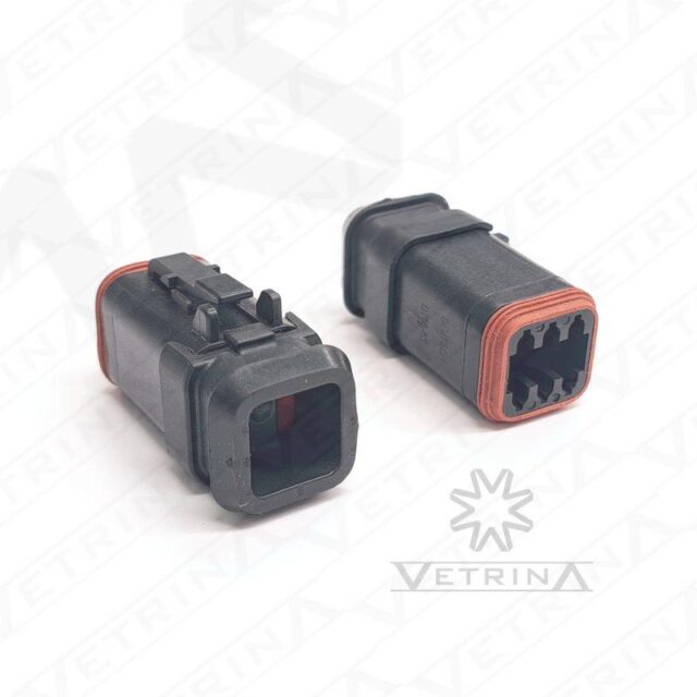 Conector DEUTSCH DT 6 Vias preto traseira alongada