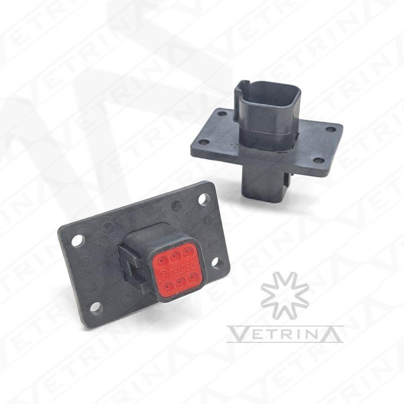 Conector DEUSTCH DT 6 vias preto com flange