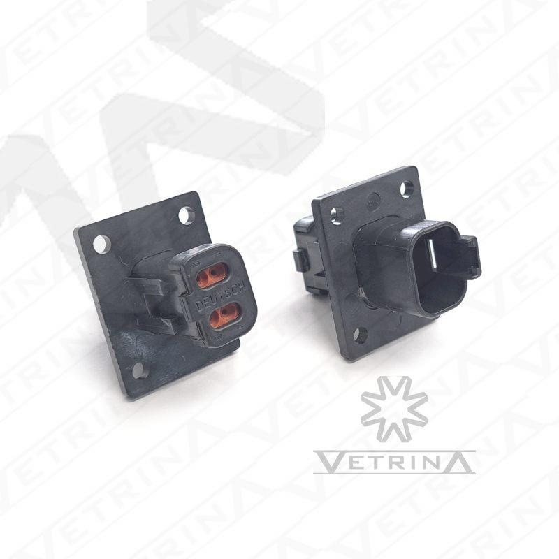 Conector DEUTSCH DT 4 vias preto com retentor e flange