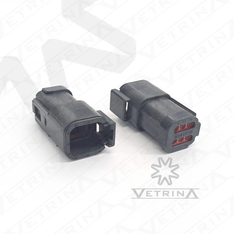Conector DEUTSCH DTM 6 vias preto com retentor