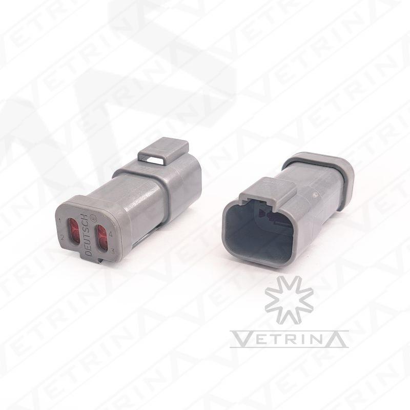 Conector DEUTSCH DT 4 vias cinza com retentor