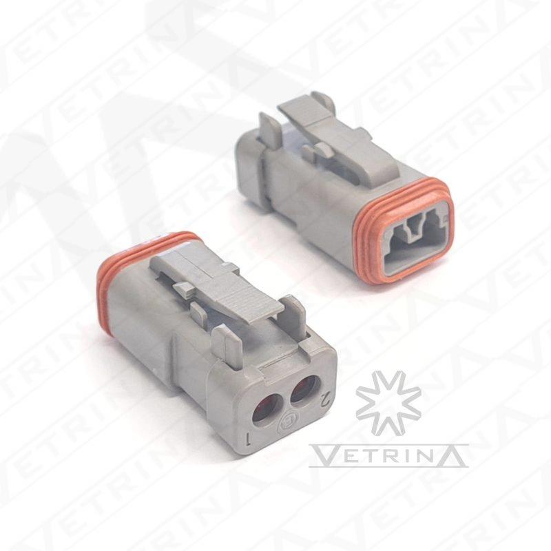 Conector DEUTSCH DT 2 vias cinza com retentor