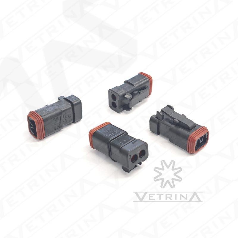 Conector DEUTSCH DT 2 vias preto com retentor selo reduzido