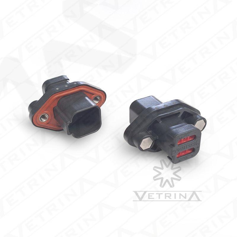 Conector DEUTSCH DT 6 vias preto com flange 2 furos e retentor