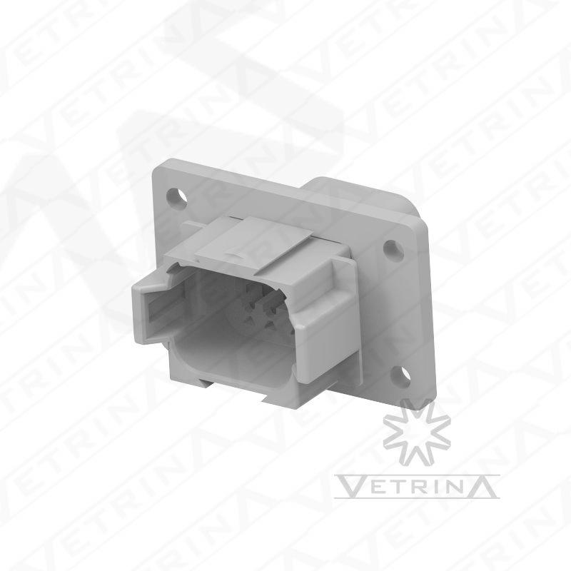 Conector 8 vias cinza com flange