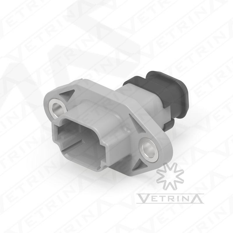 Conector 8 vias cinza com ponta alongada