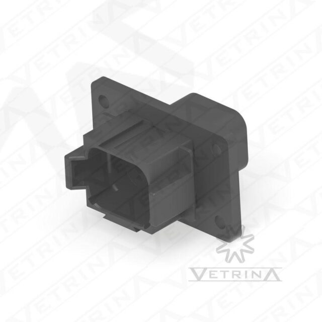 Conector 8 vias preto com flange