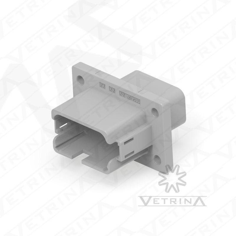 Conector 12 vias cinza com flange
