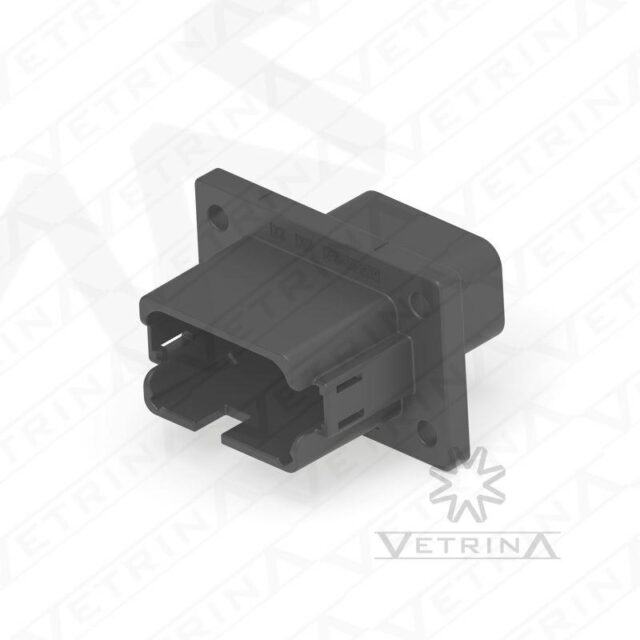 Conector 12 vias preto com flange