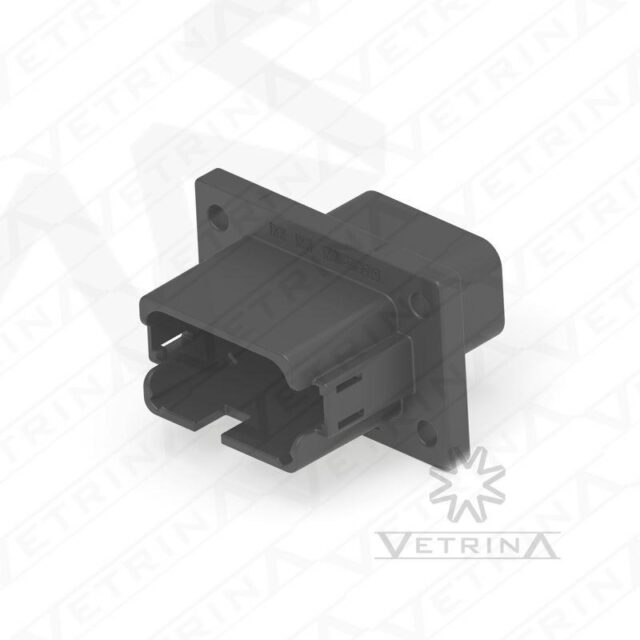 Conector 12 vias preto com flange