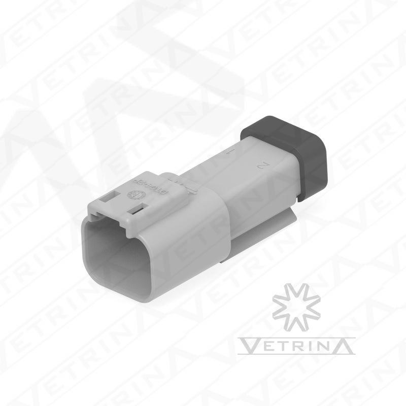 Conector 2 vias cinza e preto