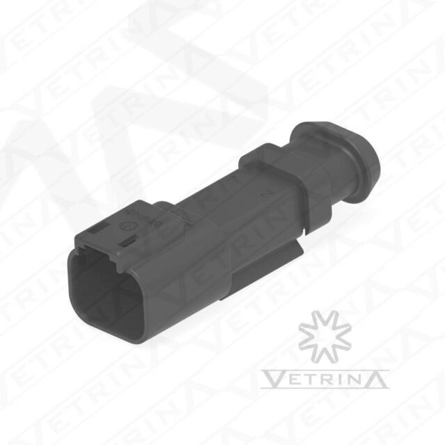 Conector 2 vias preto com ponta alongada