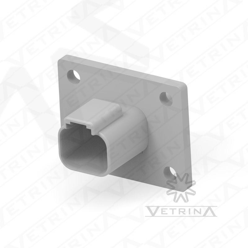 Conector 2 vias cinza com flange