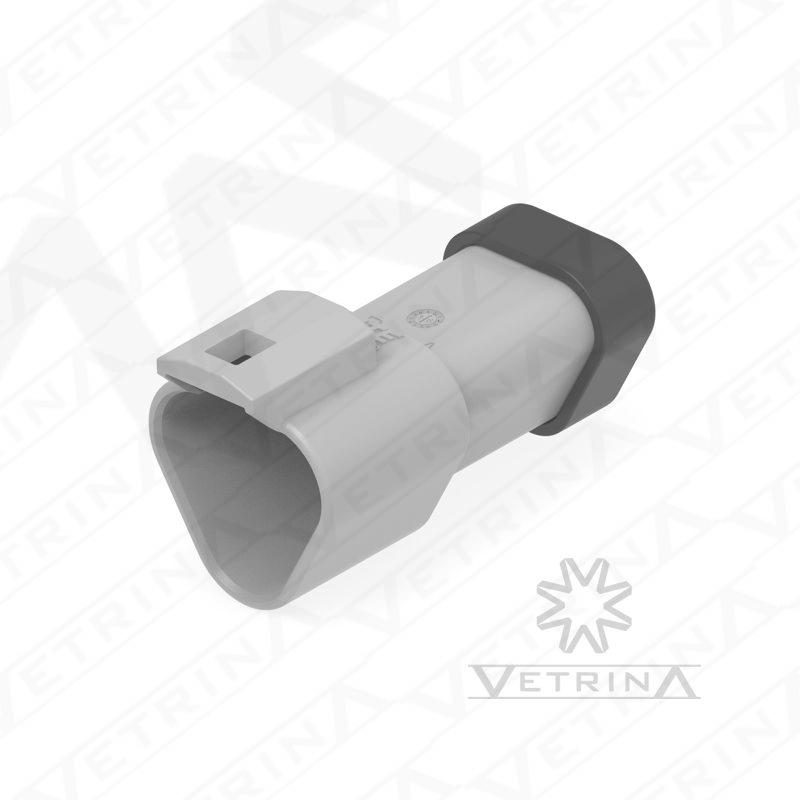 Conector 3 vias cinza e preto