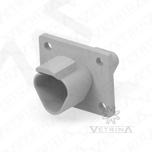 Conector 3 vias cinza com flange