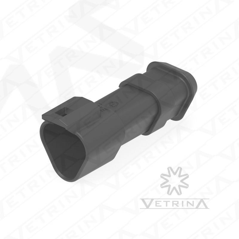 Conector 3 vias preto com ponta alongada