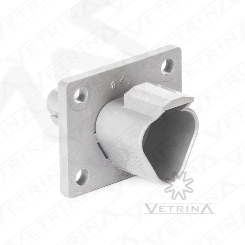 Conector 3 vias cinza com flange
