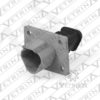 Conector 3 vias cinza com flange e ponta alongada preta