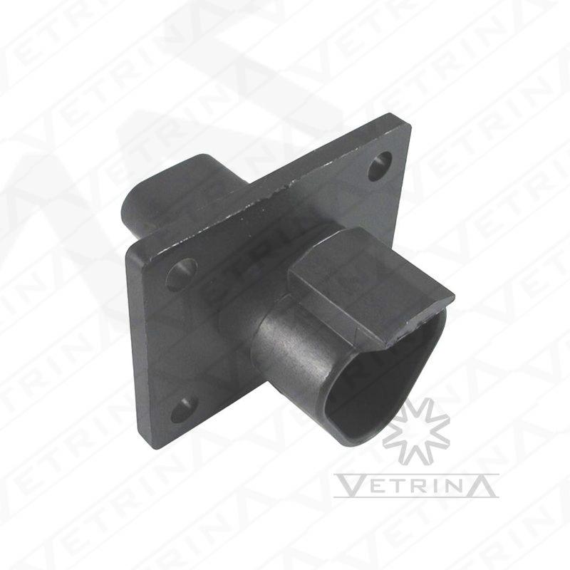 Conector 3 vias preta com flange
