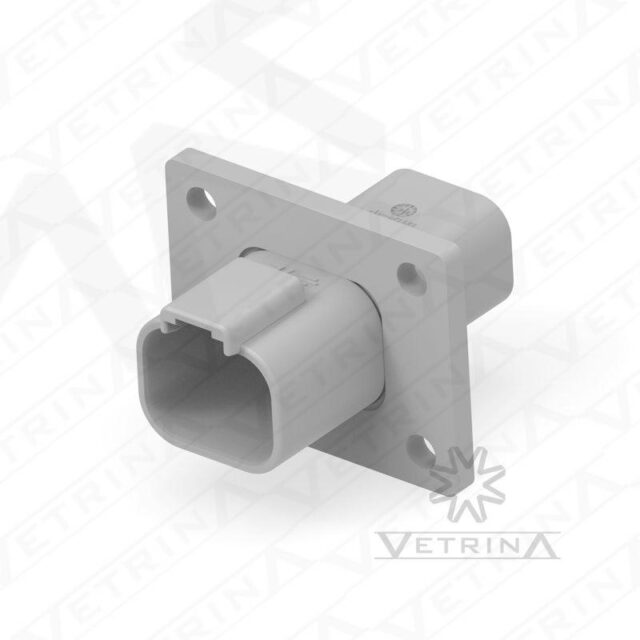 Conector 4 vias cinza com flange