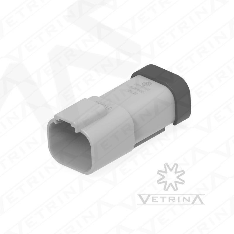 Conector 4 vias cinza e preto