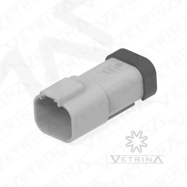 Conector 4 vias cinza com ponta preta