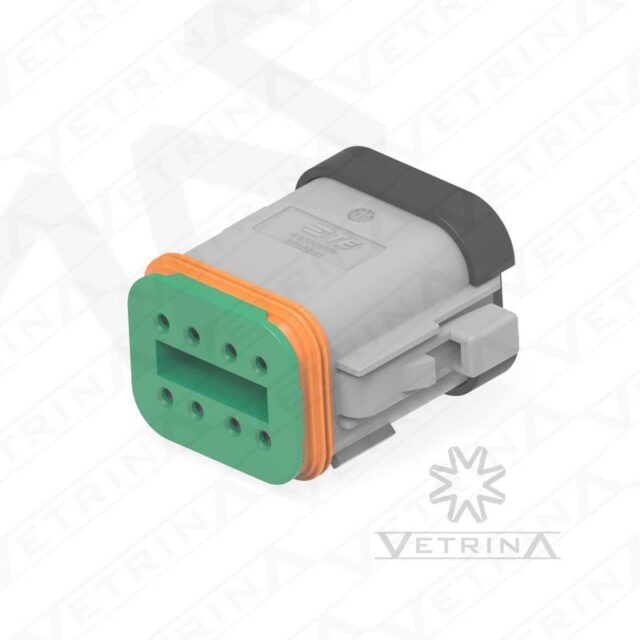 Conector 8 vias cinza e verde