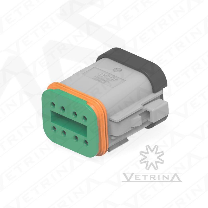 Conector 8 vias cinza e verde