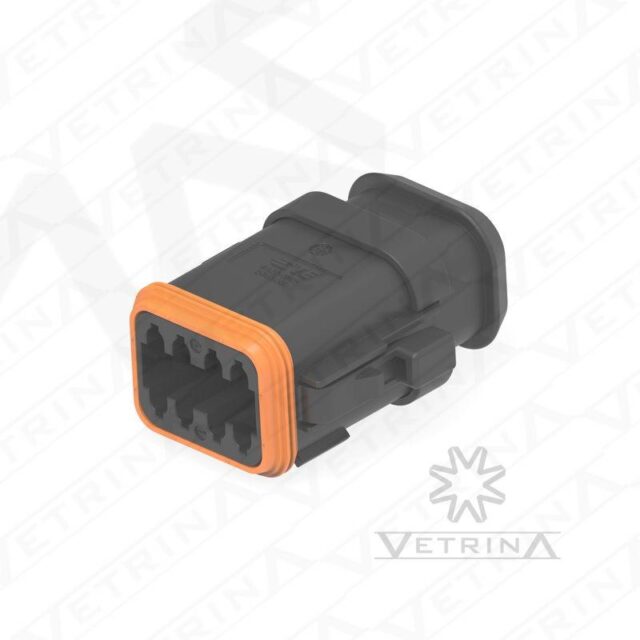 Conector 8 vias preto com ponta alongada