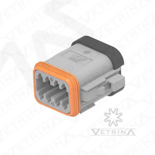 Conector 8 vias cinza e preto
