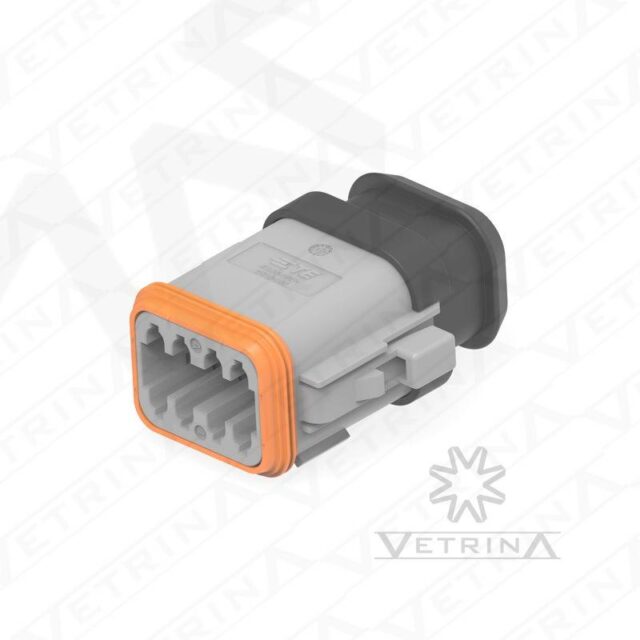 Conector 8 vias cinza com ponta alongada