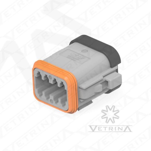 Conector 8 vias cinza e preto