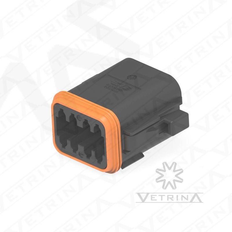 Conector 8 vias preto