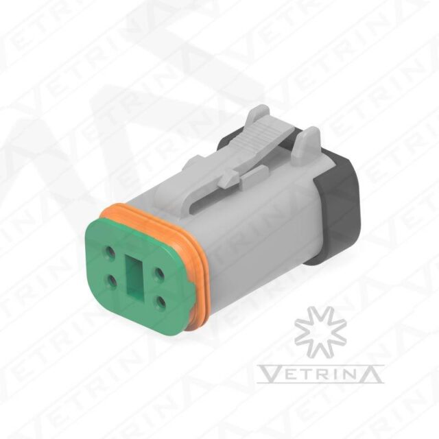 Conector 4 vias cinza e verde