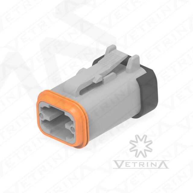 Conector 4 vias cinza e preto