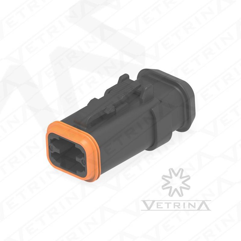Conector 4 vias preto com ponta alongada