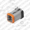 Conector 6 vias cinza e preto