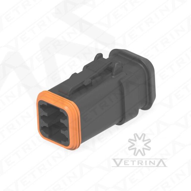 Conector 6 vias preto com ponta alongada