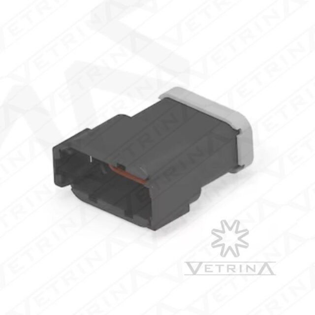Conector 12 vias preto com ponta cinza