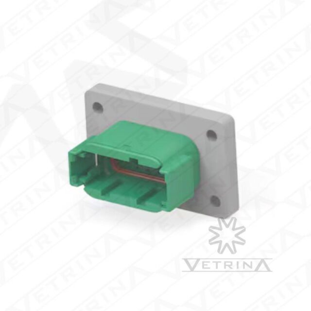 Conector 12 vias verde com flange