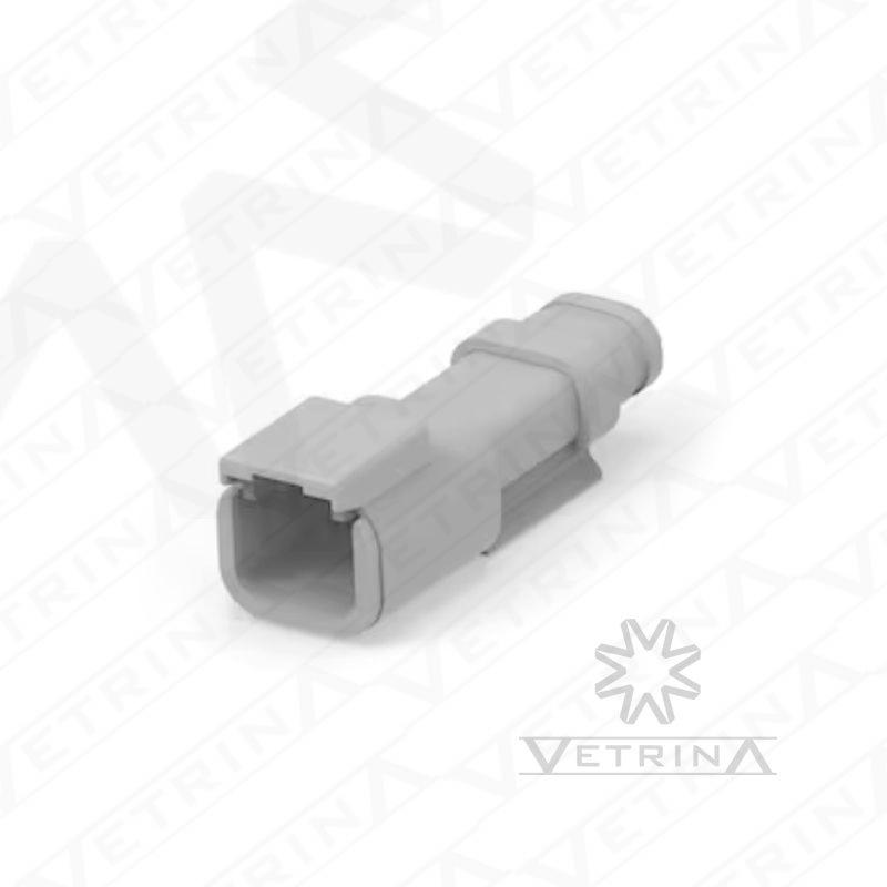 Conector 2 vias cinza alongado