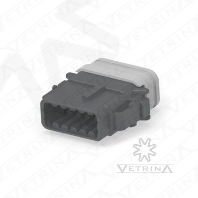 Conector 12 vias preto com ponta cinza