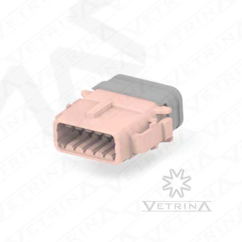 Conector 12 vias rosa com ponta cinza