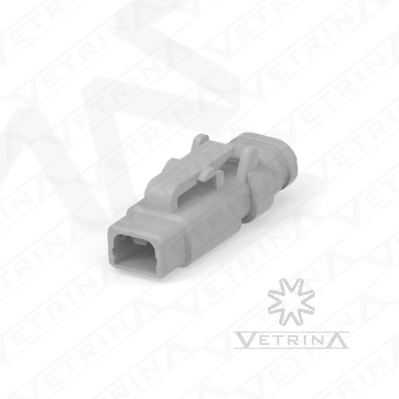 Conector 2 vias cinza alongado