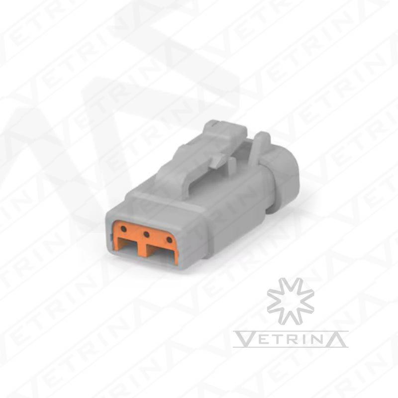 Conector 3 vias cinza e laranja